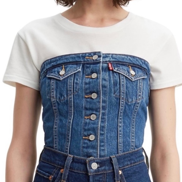 Levi's Tops - Women’s Levi’s Premium Blue Denim Lace Up Corset